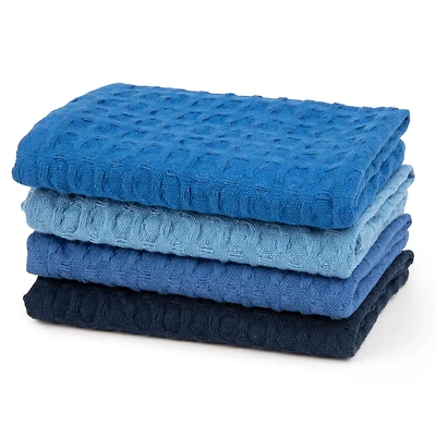 Mainstays 4 Pieces, Waffle Dishcloths, Navy Blue, 4 PACK WAFFLE DISH CLOTH - BLUE