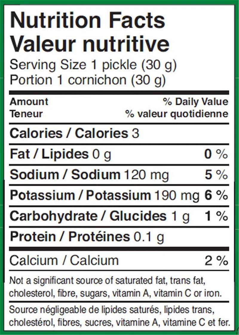 Mini-cornichons à l'aneth à l'ail de Bick’sMD à 50 % moins de sel 1 l