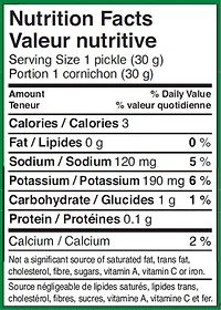 Mini-cornichons à l'aneth à l'ail de Bick’sMD à 50 % moins de sel 1 l