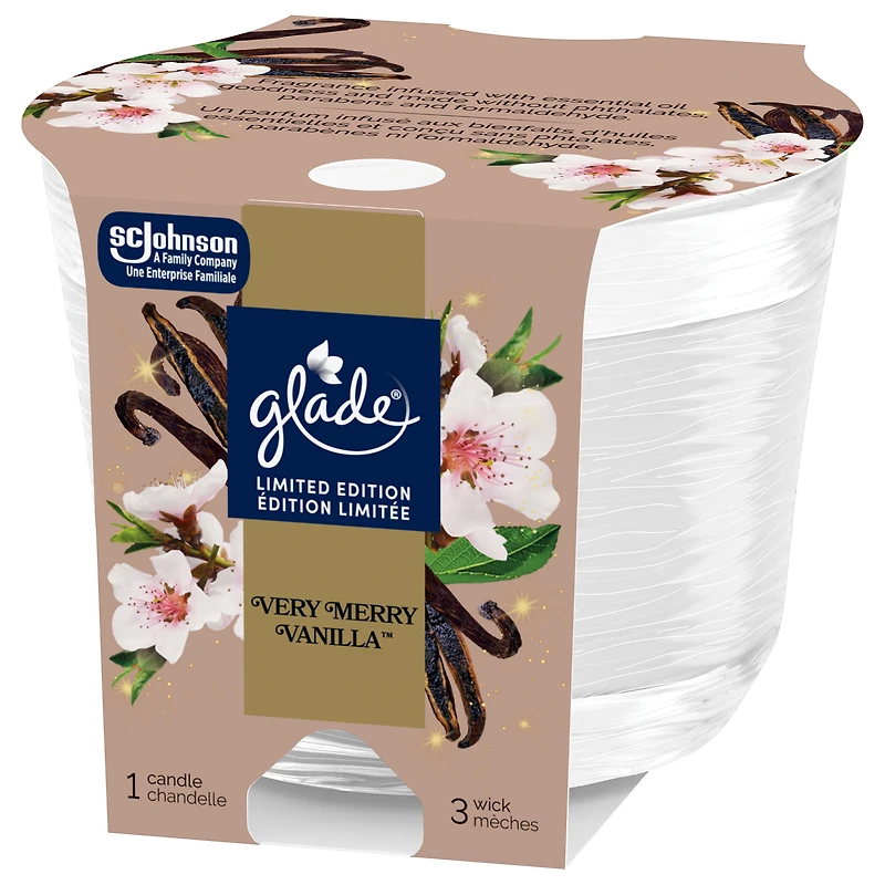 Glade® Scented Candle Air Freshener, Delicate Vanilla Embrace, 1 Piece