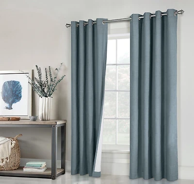 Loft Living Shanel Total Blackout Faux Linen Grommet Single Curtain Panel 52" x 95" Sand