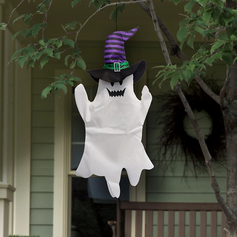 WAY TO CELEBRATE 28" GHOST WITH WITCH HAT PURPLE