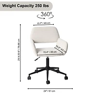 Homy Casa Desk Chair, Adjustable Task Office Chair with Fabric Upholstery, Ergonomic Backrest, Swivel, Beige