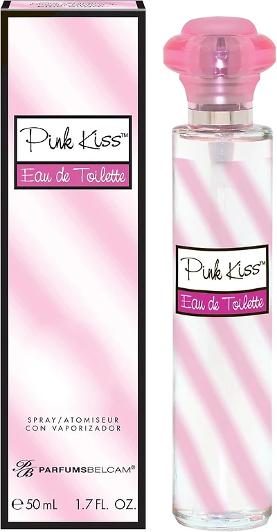PB ParfumsBelcam Pink Kiss Eau de Toilette Vaporisateur pour Femmes, Parfum Sucré et Ludique, Senteur Légère, 50 ml