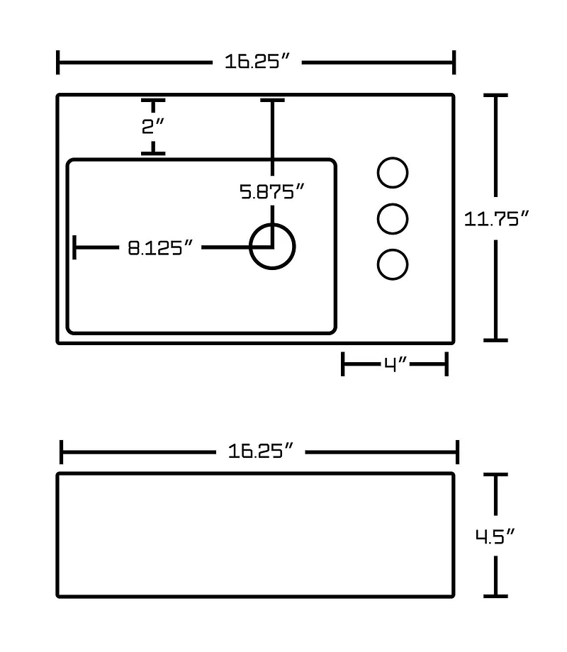 American Imaginations AI-31173 16,25 pouces W Au-dessus du navire blanc de contre pour 3H4-in. Forage à droite