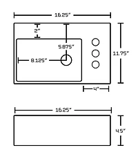 American Imaginations AI-31173 16,25 pouces W Au-dessus du navire blanc de contre pour 3H4-in. Forage à droite