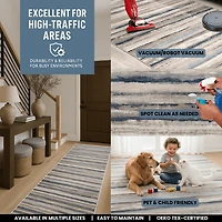 Rug Branch Havana 2' x 19' (Exact Size: 2'3" x 19') Scandinavian Indoor Runner Rug, Blue Brown, Contemporary - Entryway, Hallway, Bathroom, and Kitchen