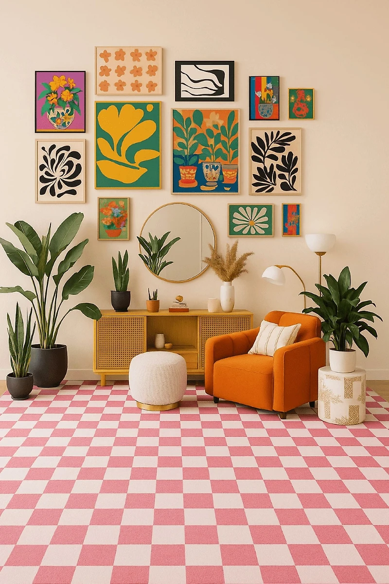 Rug Branch Metro Checkered Blush 7' x 10' (Exact Size: 6'7" 9'6") Geometric Area Rugs, Pink, Contemporary - Living Room, Bedroom, Dining and Kitchen