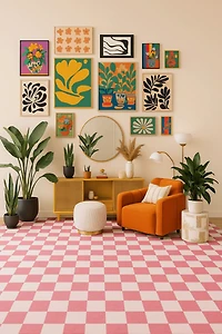 Rug Branch Metro Checkered Blush 7' x 10' (Exact Size: 6'7" 9'6") Geometric Area Rugs, Pink, Contemporary - Living Room, Bedroom, Dining and Kitchen