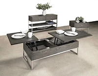 Topline Home Furnishings Table basse grise avec double plateau relevable