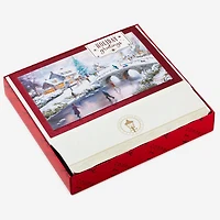 Connections from Hallmark Boxed Christmas Cards (Thomas Kinkade Ice Skating on Pond), 24 ct.