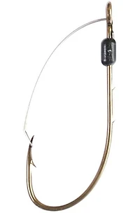 Eagle Claw 449WAH-1/0 Weedless Baitholder Hook, Size 1/0, Forged, 2 Sliced Shank, Non-Offset, Ringed Eye, Bronze, 4 per Pack, Non-offset, ringed eye, bronze.