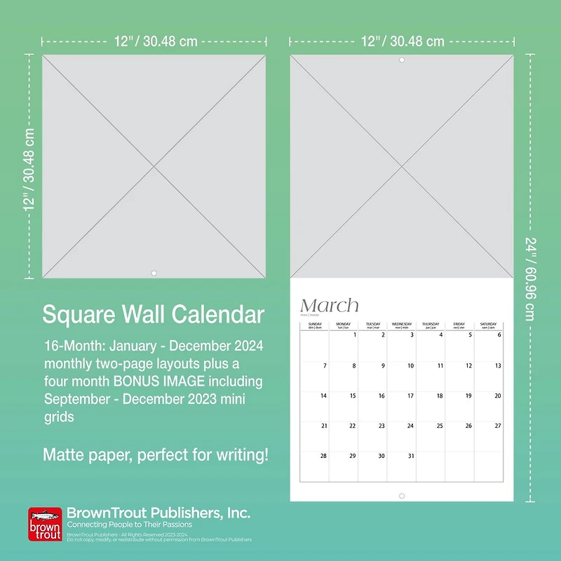 BrownTrout Mom's Family Planner 2024 12x24 Inch Matte Wall Calendar, 9781975464028