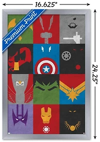 Marvel Comics - Avengers - Minimalist Grid Wall Poster, 14.725" x 22.375" Framed