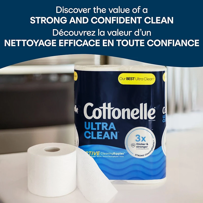 Papier hygiénique Cottonelle Ultra Clean,12 méga rouleaux, 284 feuilles par rouleau
