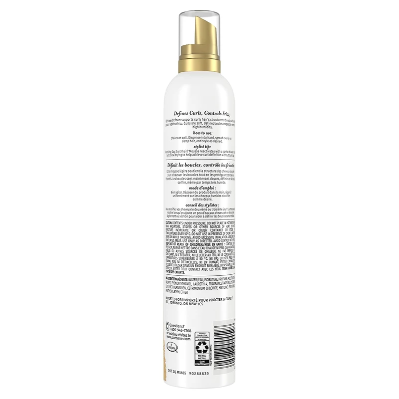 Pantene Pro-V Curl Mousse to Tame Frizz for Soft, Touchable Curls, Maximum Hold, 187 g