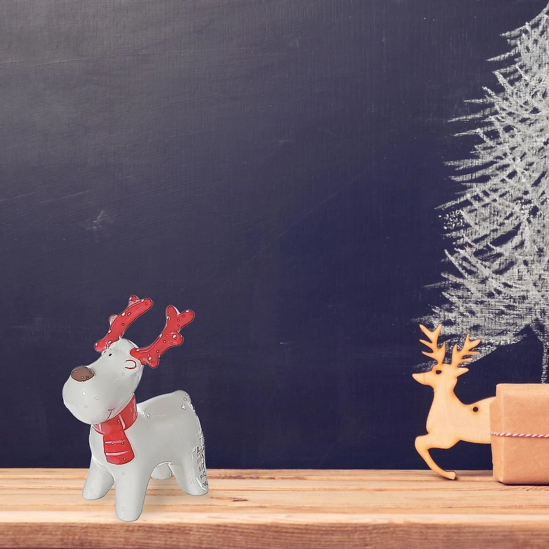 Figurine De Cerf Debout Rouge Et Blanc