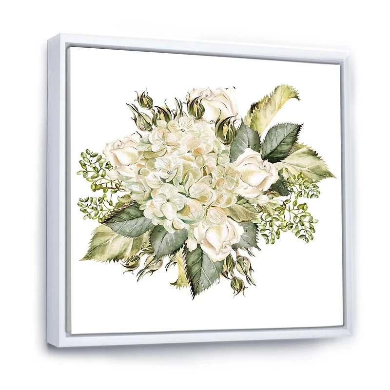 Designart Beautiful Bouquet With Hudrangea and Roses FLOAT FRAME WALL ART