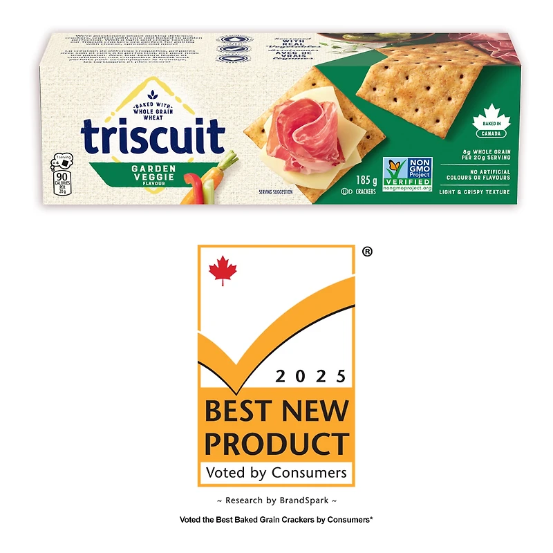 TRISCUIT, Garden Vegetable Crackers, Light and Crispy Texture, 185 g