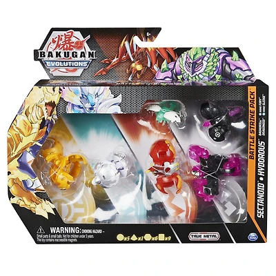 Bakugan Evolutions, Coffret Battle Strike Sectanoid et Babadrill, 6 figurines articulées Bakugan, 9 cartes à collectionner et 8 BakuCores, jouets pour garçons à partir de 6 ans