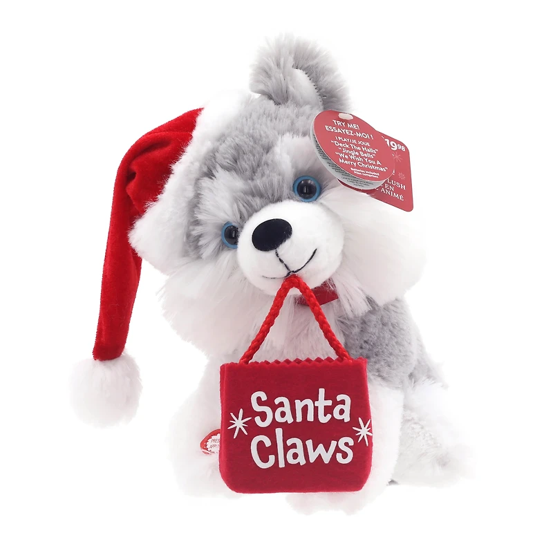 Holiday Time 8” Plush Holiday Puppy, Husky