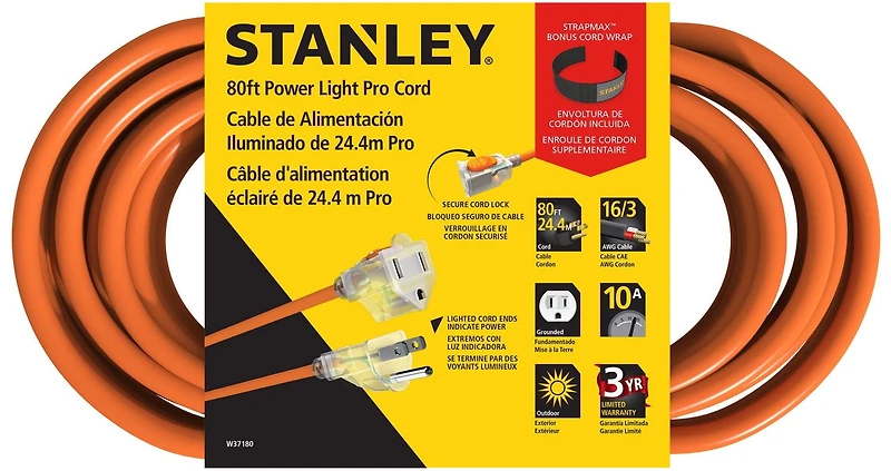Stanley 80' Orange Power Light Pro Cordon Stanley