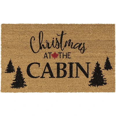 Tapis-brosse Canadiana en fibre de coco «Christmas at the Cabin»