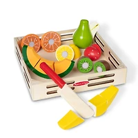 Melissa & Doug Cutting Fruit Set - Wooden Play Food Kitchen Accessory, Multi, Cutting Fruit Set