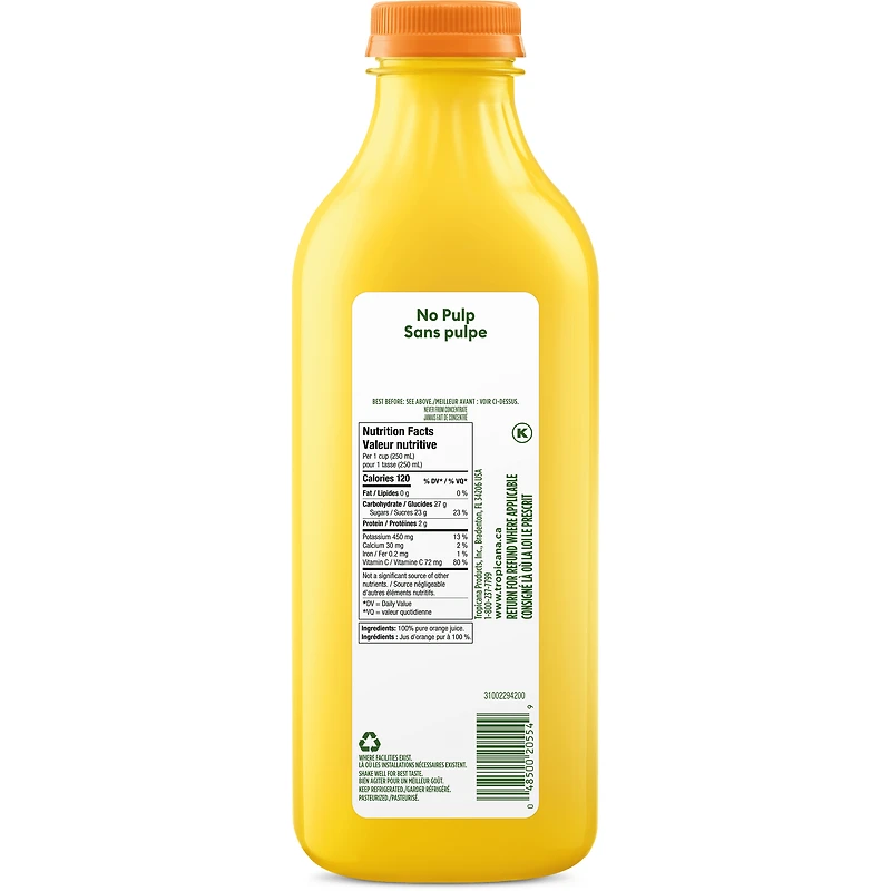Tropicana 100 % Pure Orange Juice No Pulp 1.36L