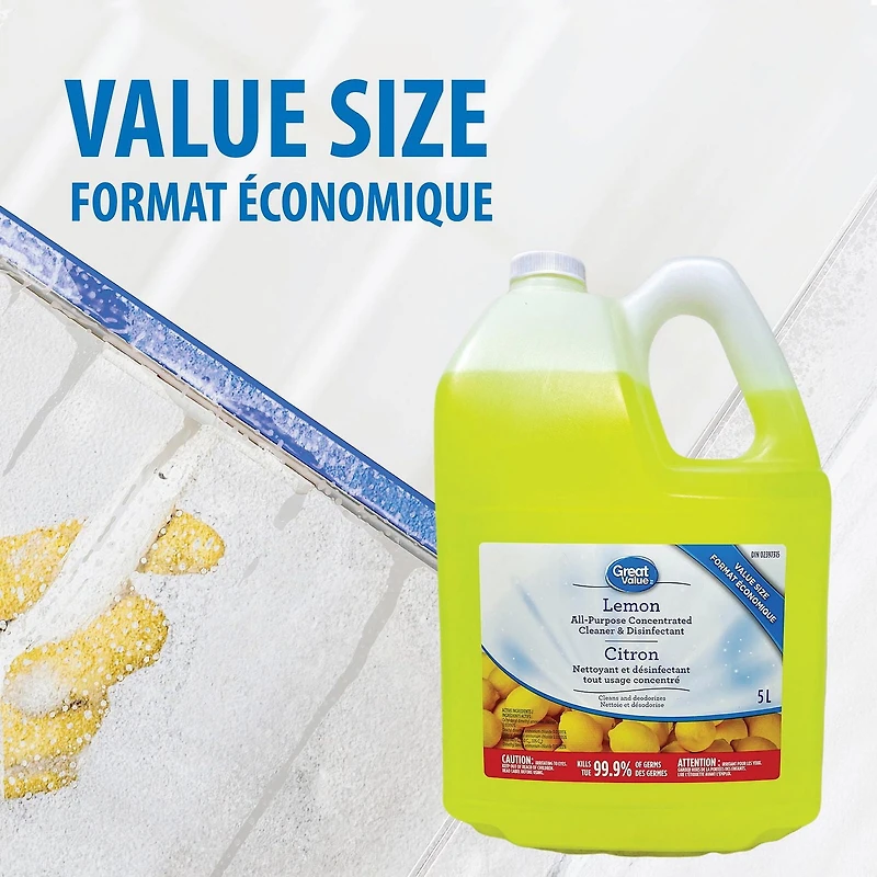 Great Value Lemon All-Purpose Concentrated Cleaner and Disinfectant, 5 L