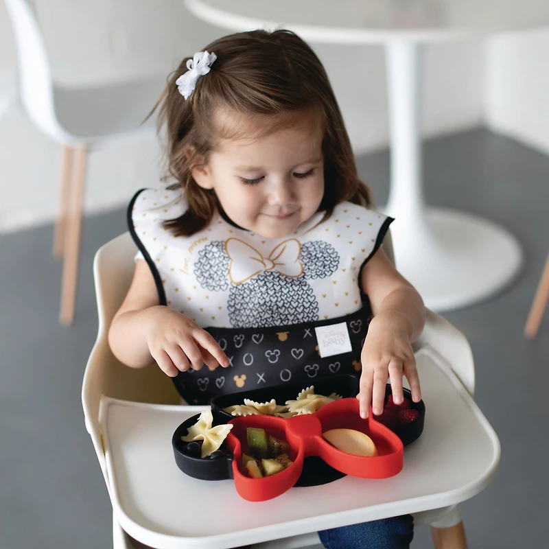 Bumkins Disney Silicone Grip Dish, Suction Plate, Divided Plate, Baby Toddler Plate, BPA Free, Microwave Dishwasher Safe - Minnie Mouse