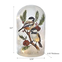 Christmas Led Glass Dome Birds On Branch 6.3"