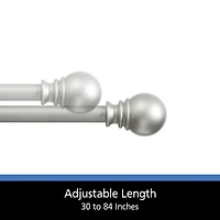 Mainstays 30-84” Adjustable Decorative Curtain Rod, 1” Diameter, Silver