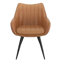 Modern Faux Leather & Metal Swivel Dining & Accent Chair, Set of 2 - Camel & Black