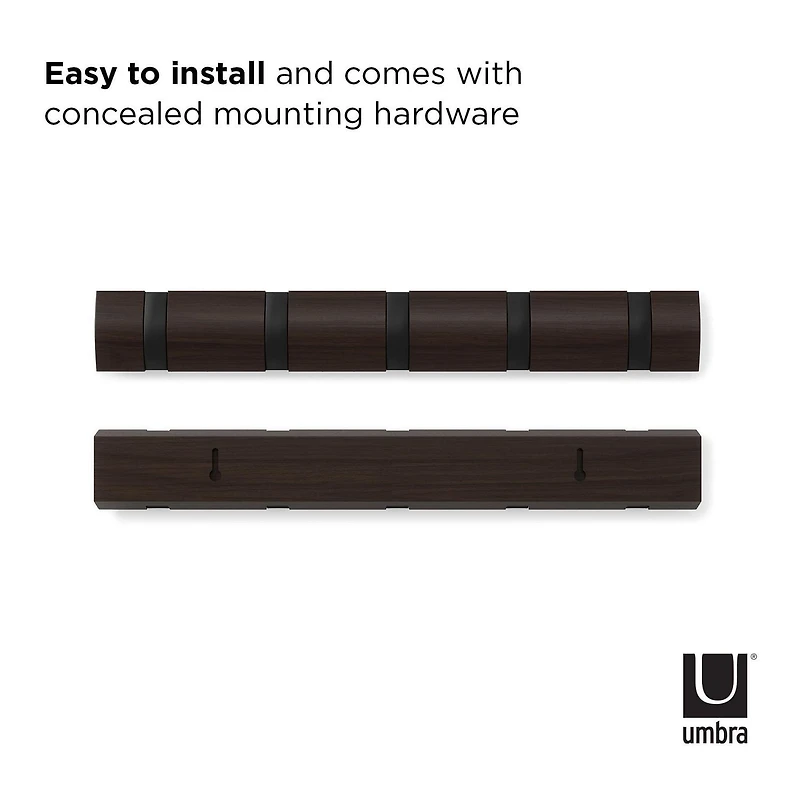 Umbra Flip Wall Mounted Coat Rack,Black/Walnut
