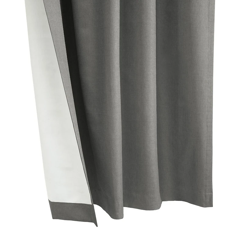 Loft Living Barry Total Blackout Textured Dual Header(Back Tab/Rod Pocket) Single Curtain Panel Blackout 52" x 95" in White