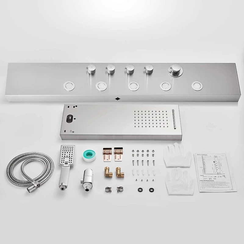 American Imaginations Rectangle Wall Mount CUPC Approved Stainless Steel Shower Panel In Brushed Stainless Steel Color AI-34370