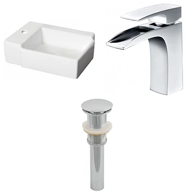 16.25-in. W Wall Mount White Bathroom Vessel Sink Set For 1 Hole Left Faucet AI-26195