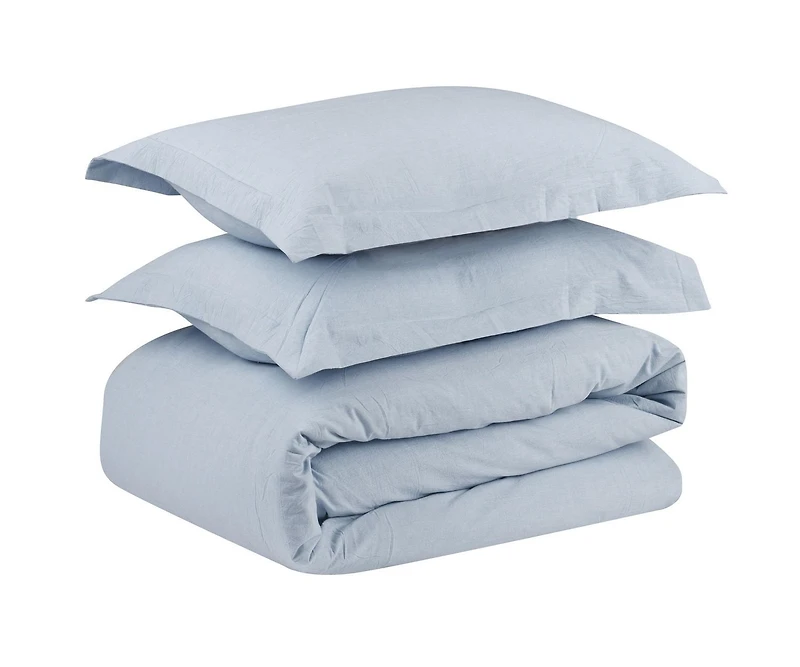 Swift Home Ensemble de housse de couette uni prélavé 100 % coton