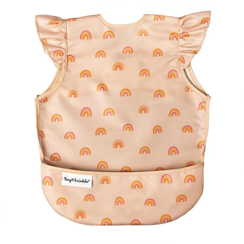 Tiny Twinkle - - Bébé - Tablier anti-gâchis à volants - Imperméable - Lavable en machine - Boho arc-en-ciel