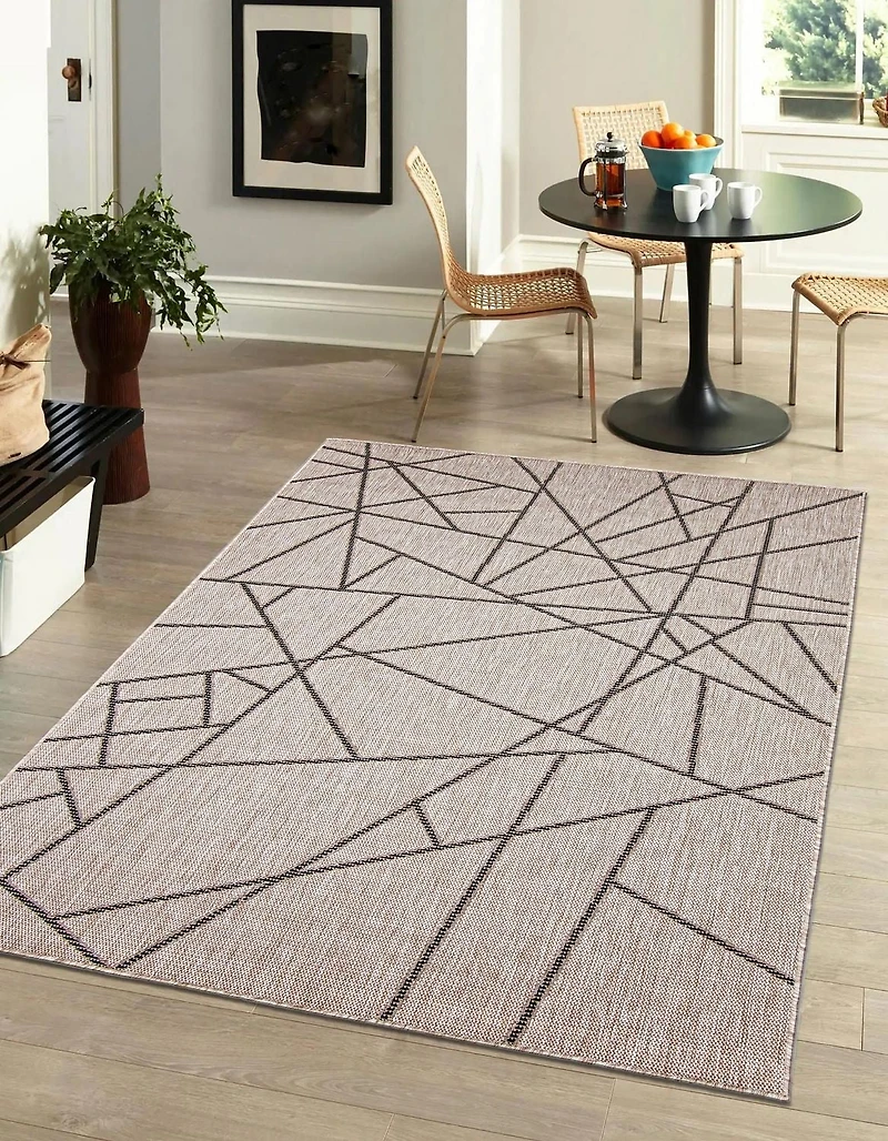 Tapis ECARPET Intérieur Extérieur pour Patio, Terrasse, Salon Collection Sisal Abstract