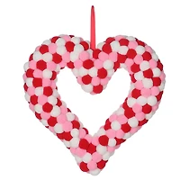 Valentine's day Red, White  Pom Pom Wreath.