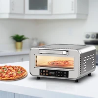 Kenmore Four à Pizza Électrique 12", Intérieur, 5 Programmes Tactiles, Acier Inoxydable, Pelle et Pierre à Pizza, 750°F, Four de Comptoir