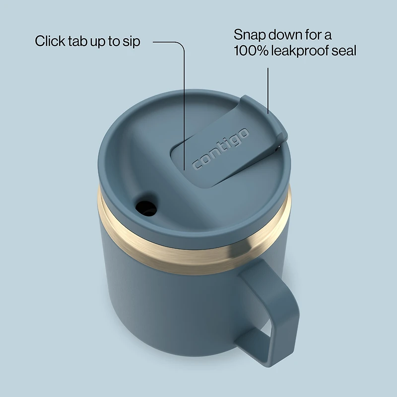 Contigo SnapSeal Insulated Stainless Steel Travel Coffee/Tea Mug, 14 oz (414 ml) – Compact, Leak-Proof, BPA-Free, Lead-Free, Dishwasher Safe