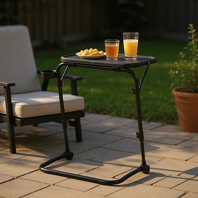 Table à manger pliante ajustable Homy Casa avec porte-gobelet, table portative idéale pour la cuisine, le balcon et les appartements