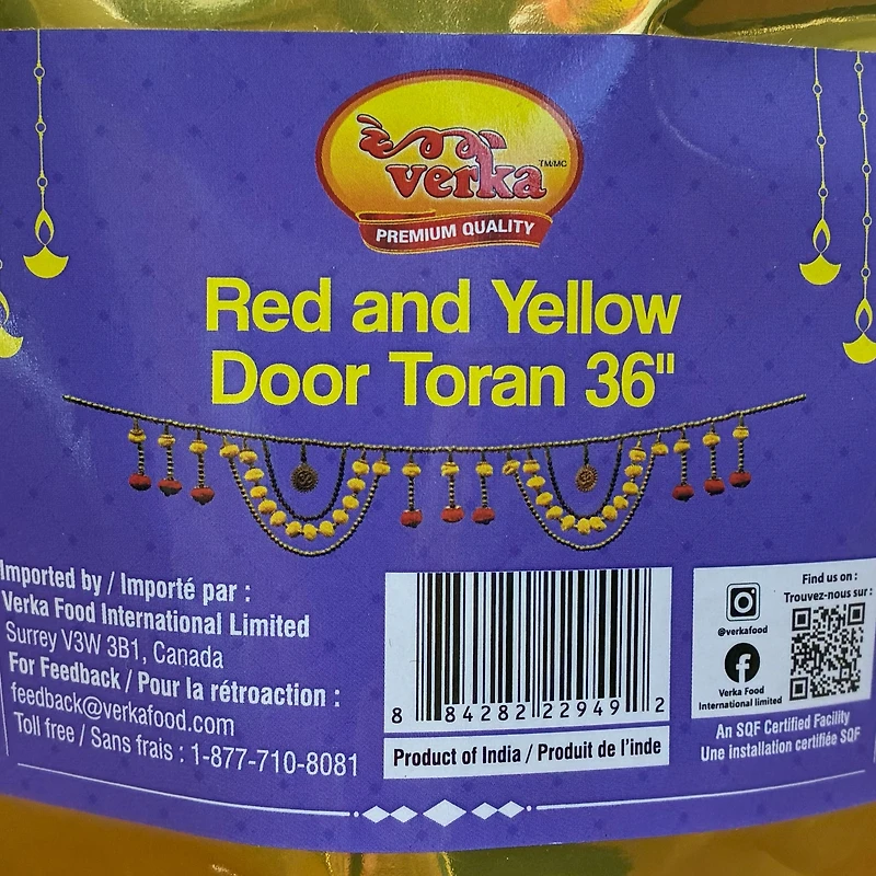 Porte Toran 36", rouge et jaune