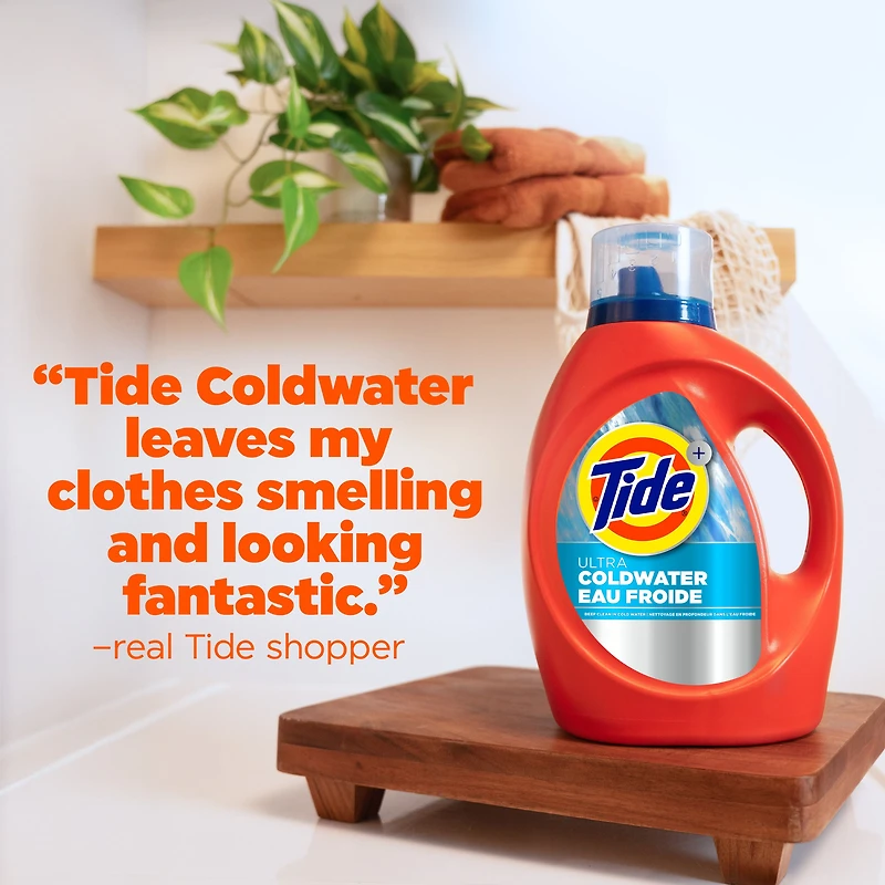 Tide Ultra Coldwater Liquid Laundry Detergent, Original Scent, 887 mL, 21 Loads, Laundry Detergent Liquid Formulated for Cold Water, TIDE LQ HE CW OS