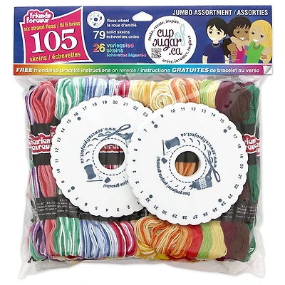 Brins de fil pour artisanat Friends Forever en paq. de couleurs bigarrées et unies 105 échevettes