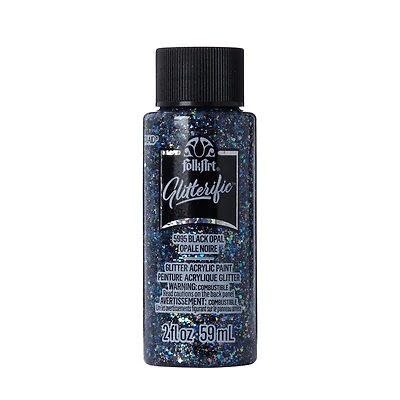 FolkArt Glitterific Acrylic Paint 2 oz, Black Opal, FolkArt Glitterific Paint