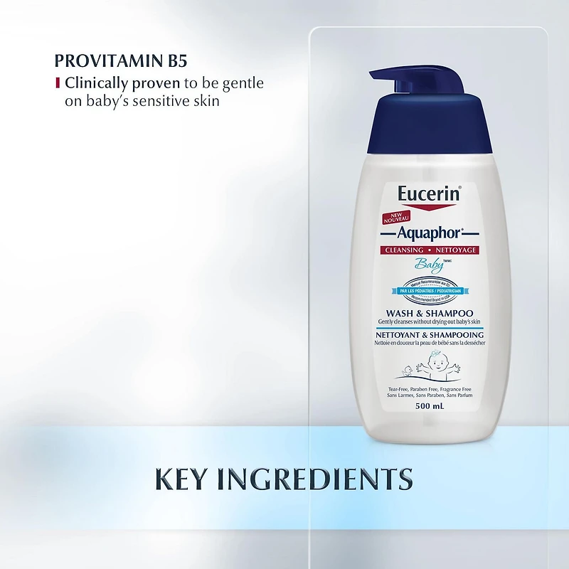 Aquaphor Baby Wash & Shampoo, Tear Free, Fragrance Free, 500mL
